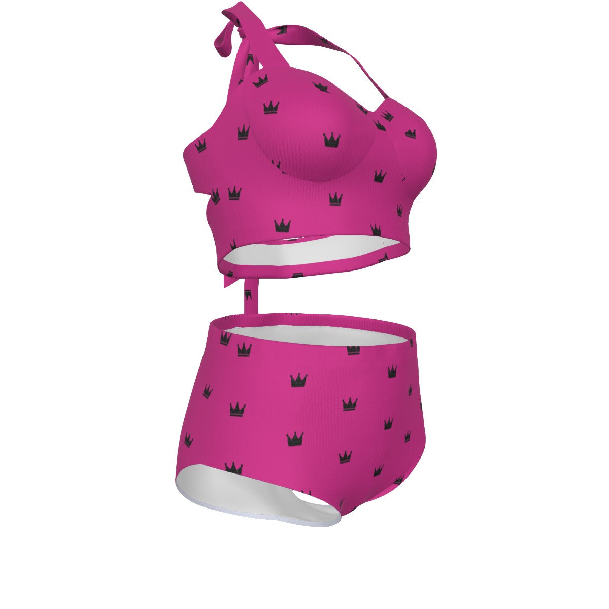 Hot Pink/Black Queen Crown Bikini Set