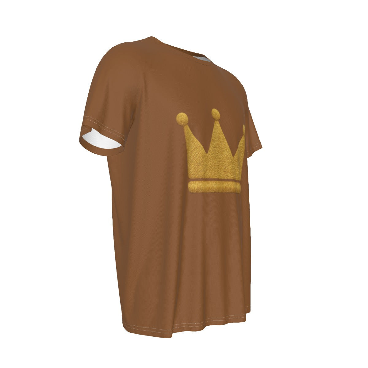 Crown Brown and Gold Men's Round Neck Short Sleeve T-Shirt
