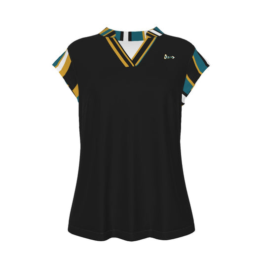 Da JAG UPSTYLE Women's Stacked V-neck Short Sleeve Blouse Black