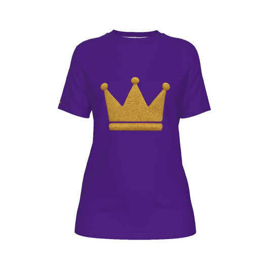 Crown Purple and Gold Women's O-Neck T-Shirt|180 GSM Jersey