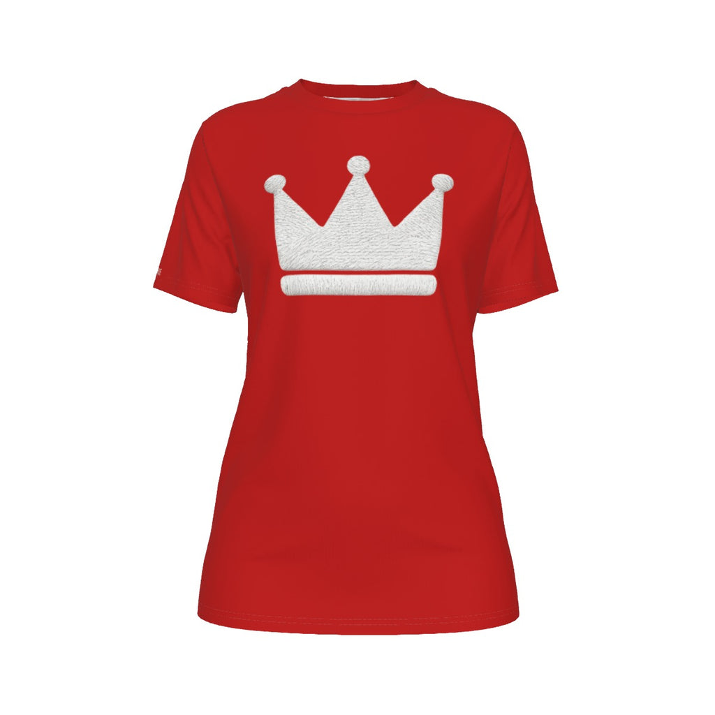 Krone Dich selbst Rot und Weiß Damen Rundhals-T-Shirt