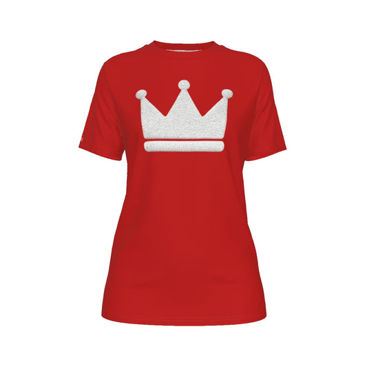 Crown Red And White Women's O-Neck T-Shirt|180 GSM Jersey