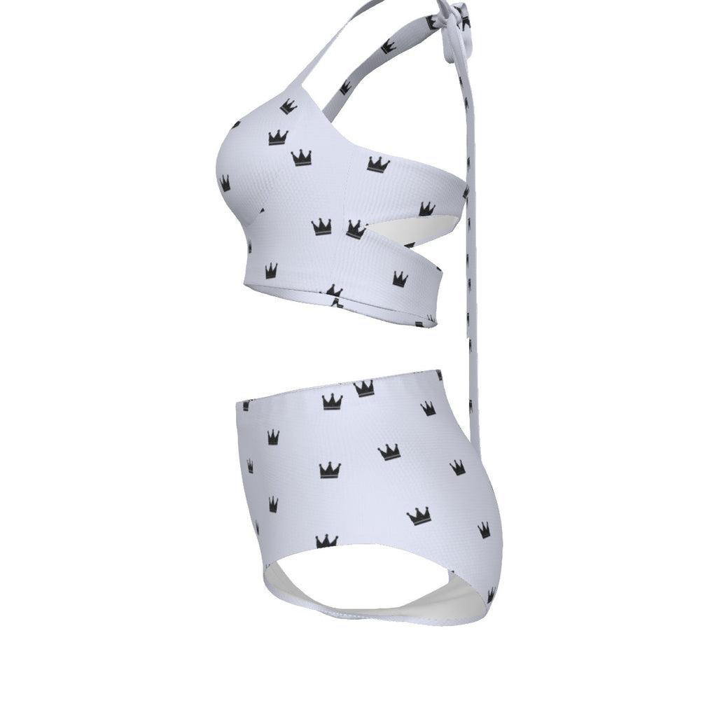White/Black Queen Crown Bikini Set