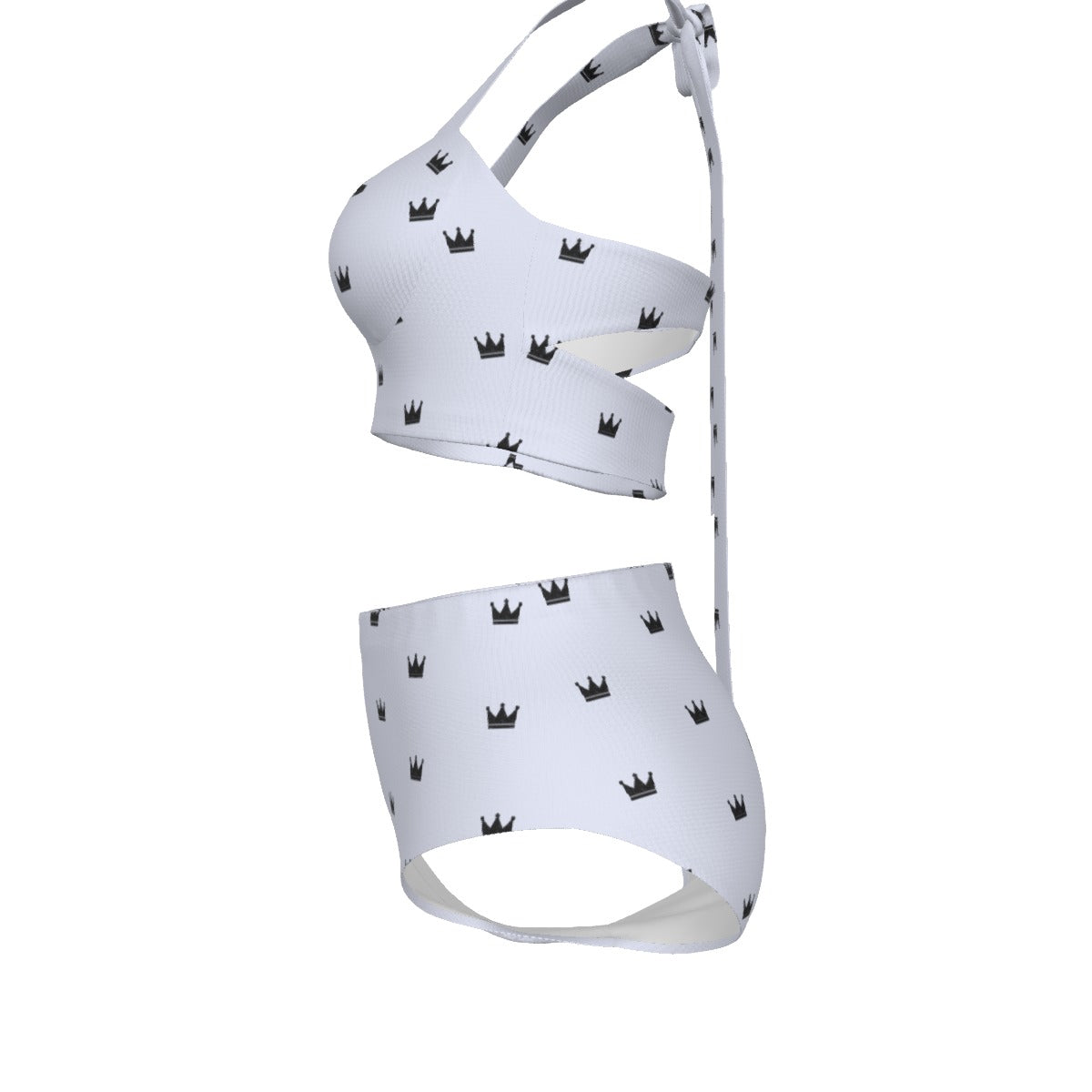 White/Black Queen Crown Bikini Set