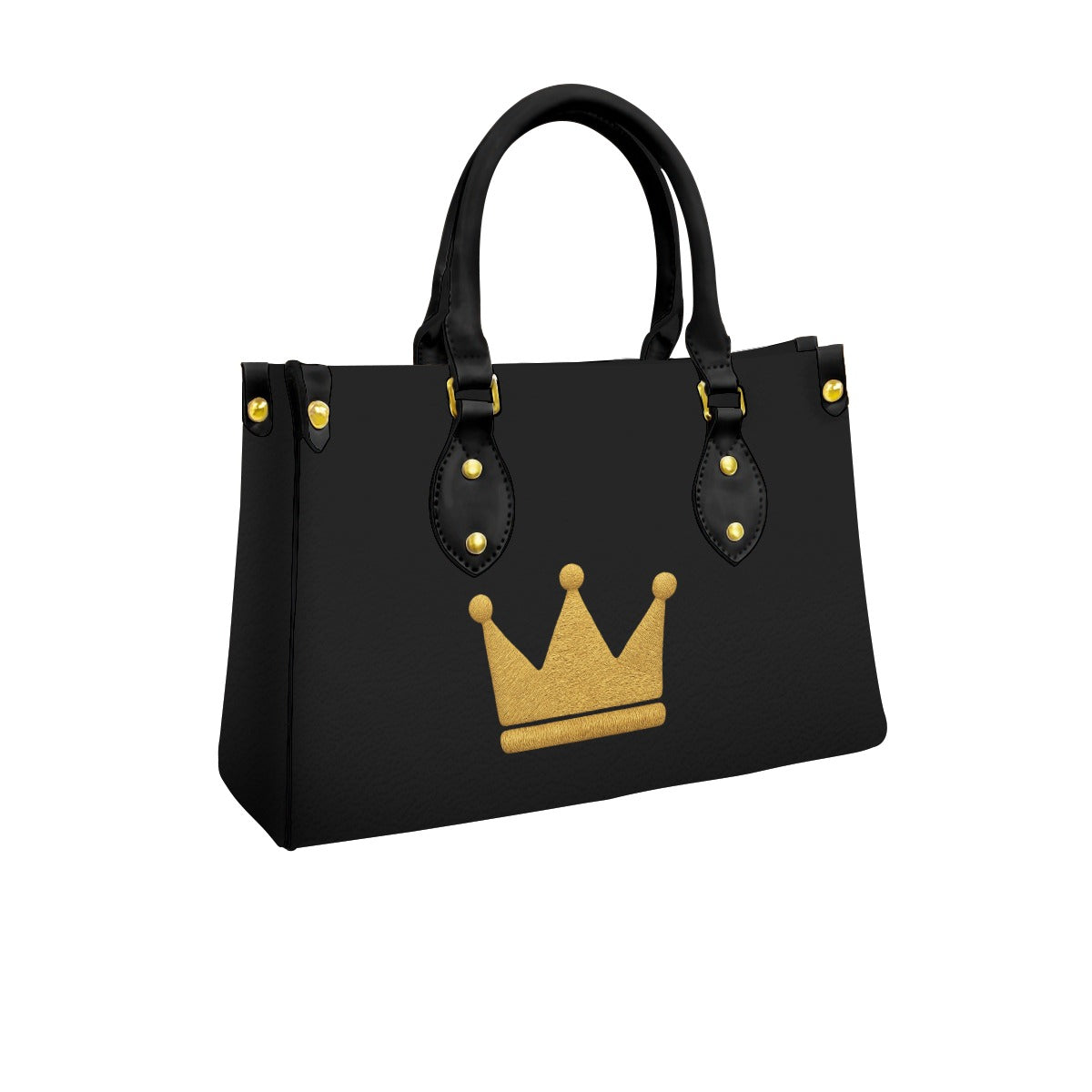 Crown BLK GLD Tote Bag With Black Handle