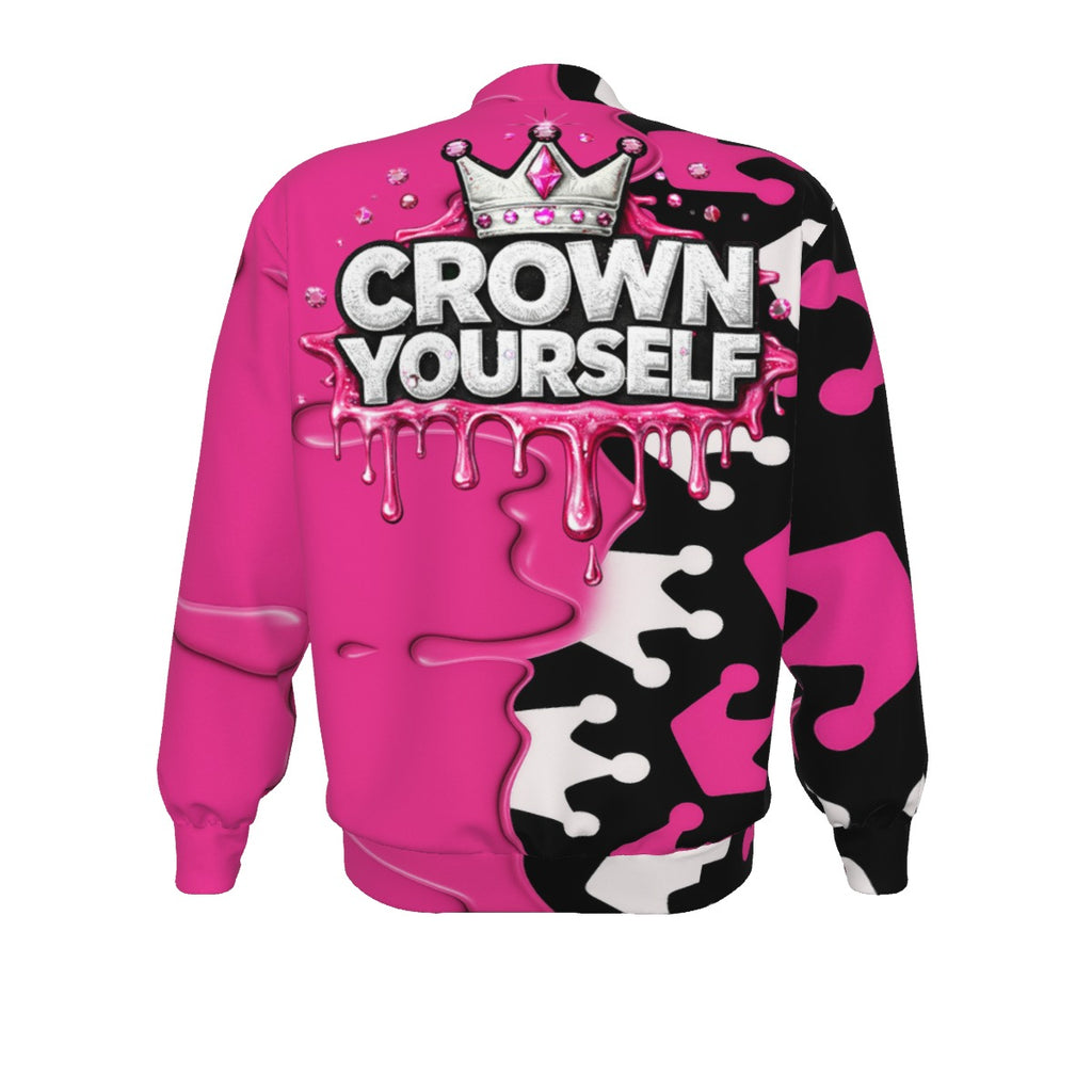 Krone Dich Pink, Schwarz und Weiß Unisex Bomberjacke