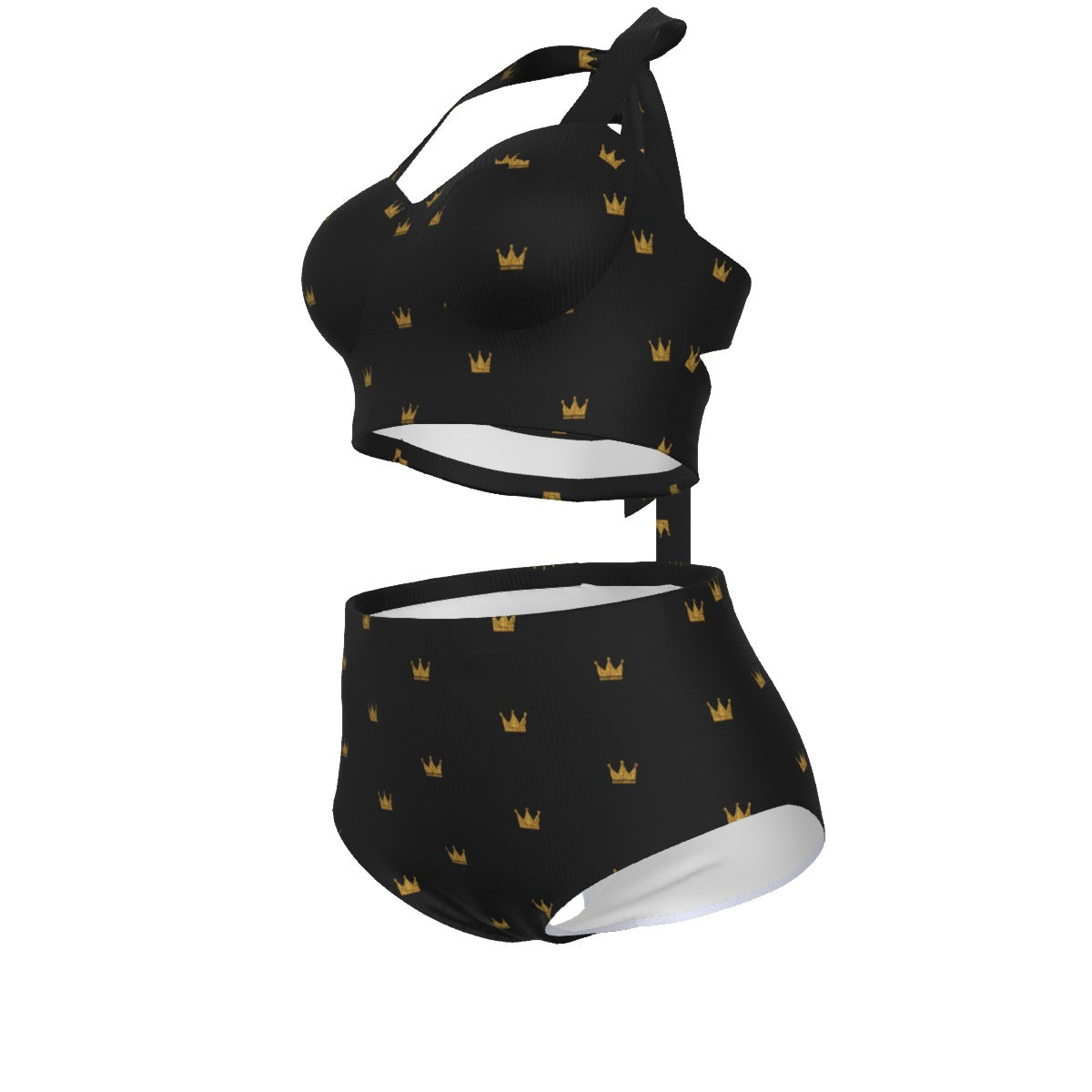 Black/Gold Queen Crown Bikini Set