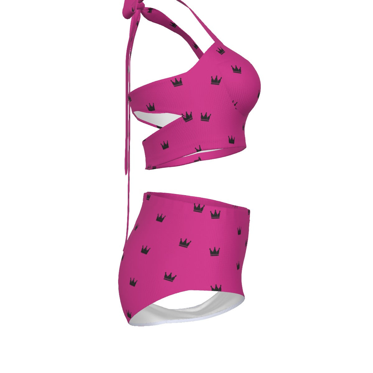 Hot Pink/Black Queen Crown Bikini Set