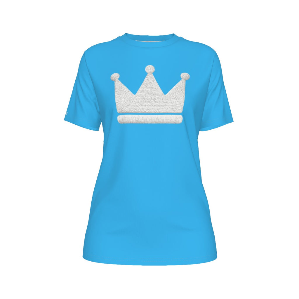 Crown Yourself Bby Blu and Wht Damen Rundhals-T-Shirt
