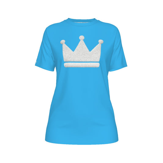 Crown Bby Blu and Wht Women's O-Neck T-Shirt|180 GSM Jersey