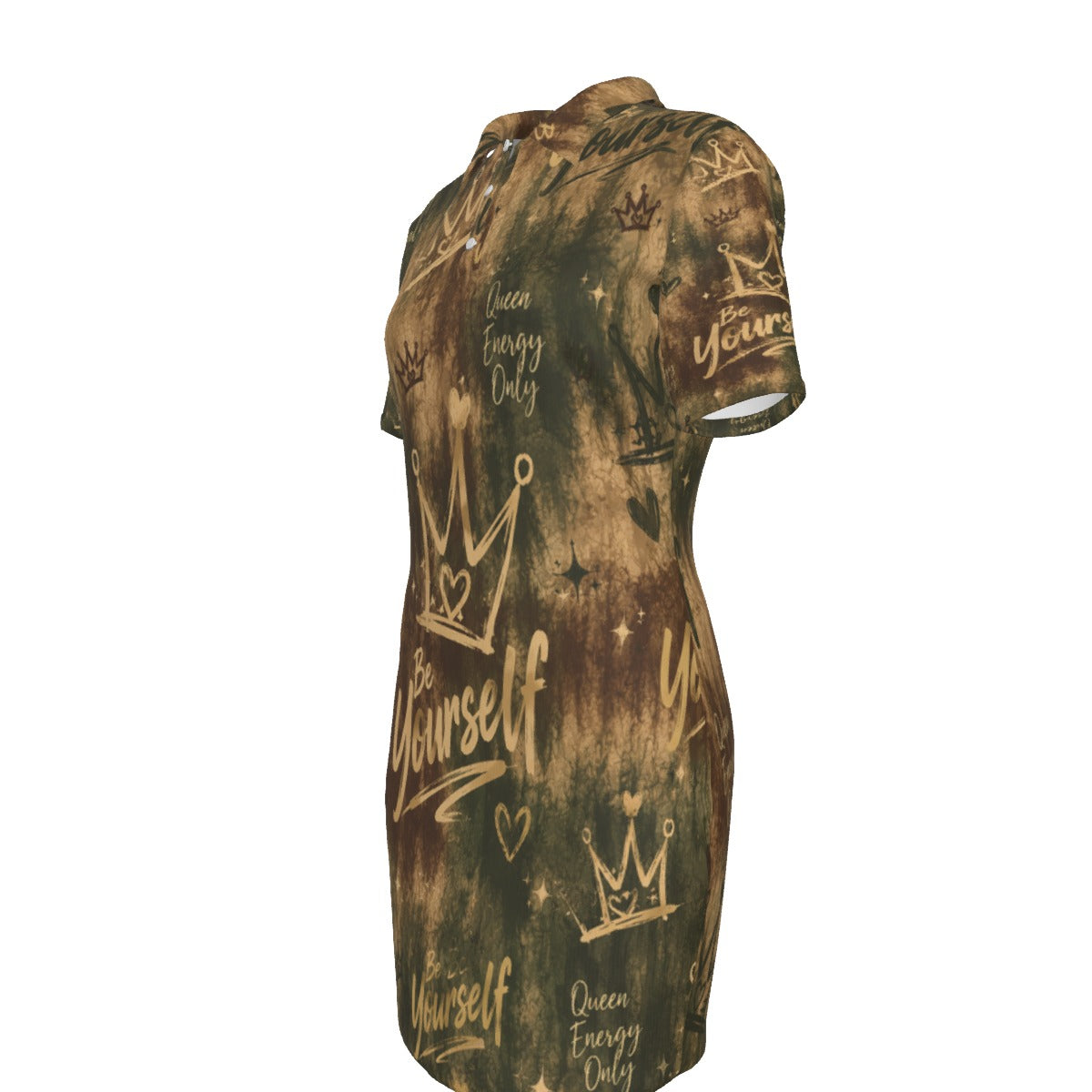 Luxury Gold Women's Polo Collar Dress