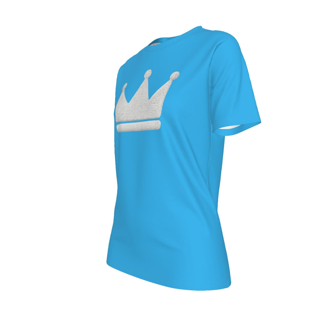 Crown Yourself Bby Blu and Wht Damen Rundhals-T-Shirt