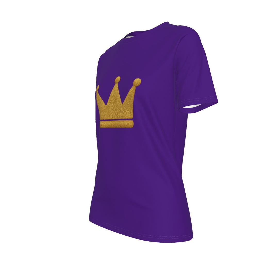 Krön Dich selbst in Lila und Gold Damen T-Shirt mit Rundhalsausschnitt