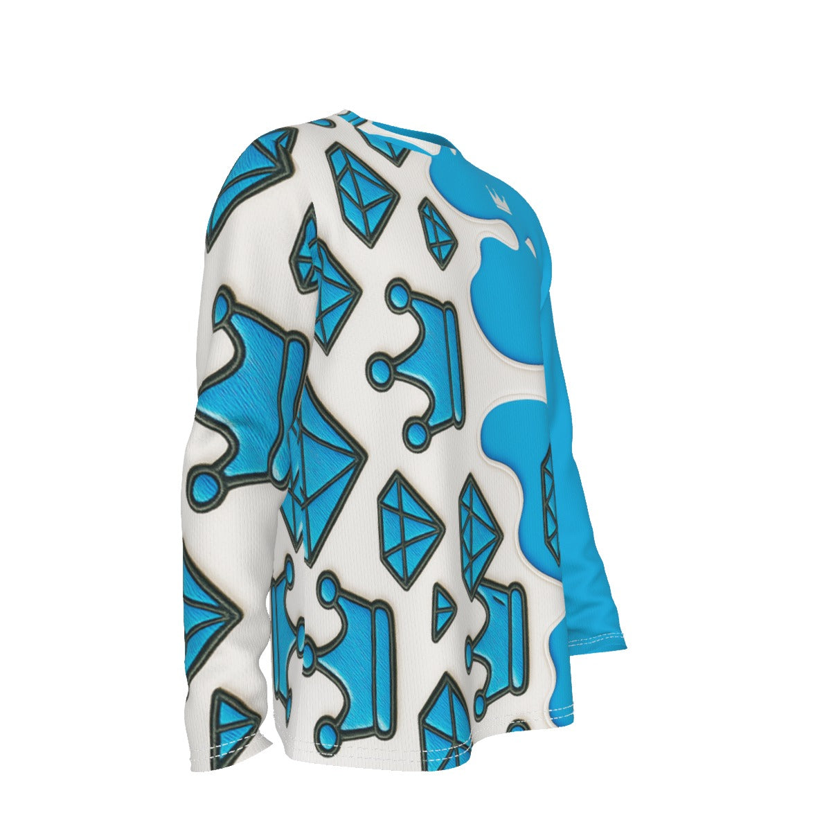 Crown Yourself Baby Blue and White Men's Long Sleeve T-Shirt