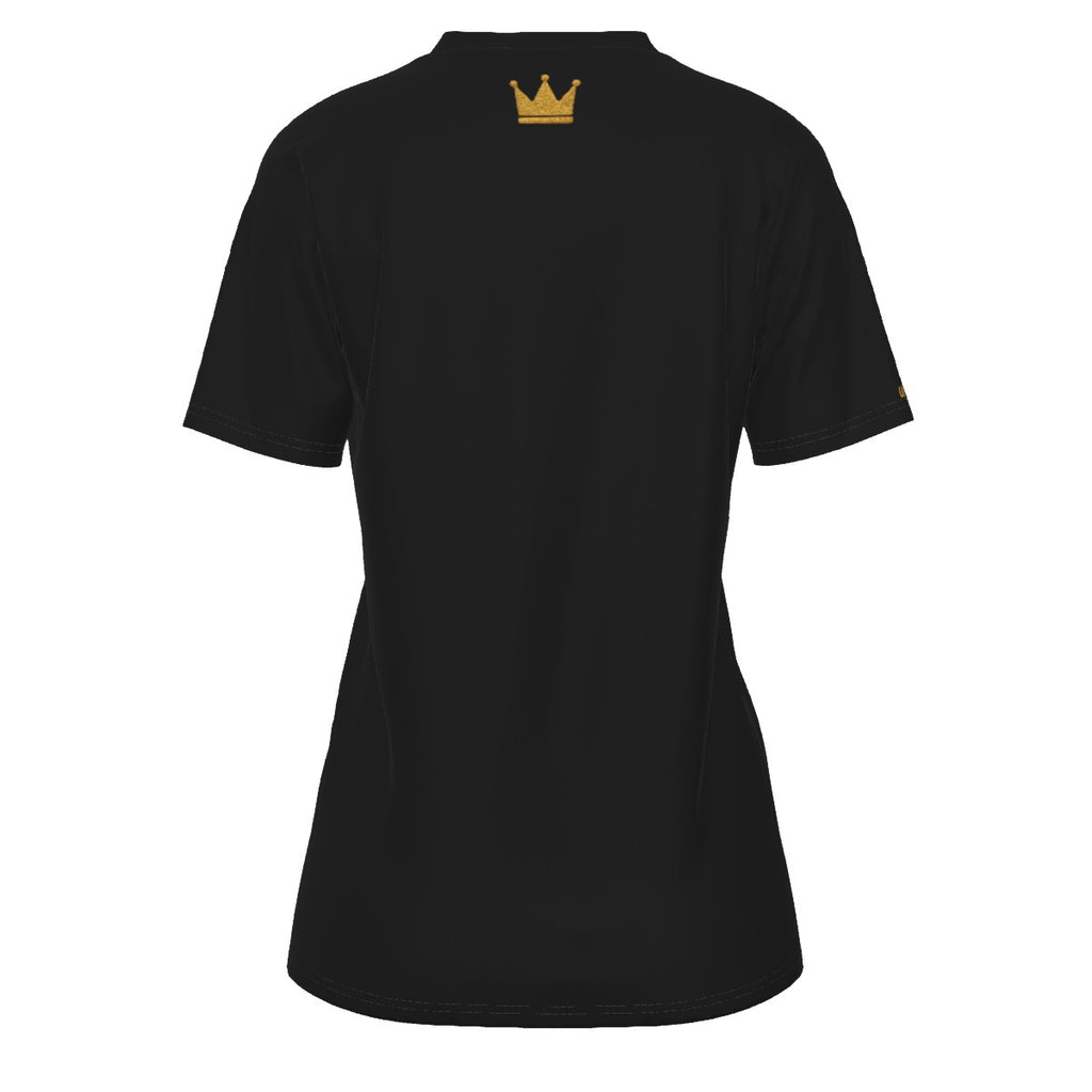 Krön Dich selbst BLK und GLD Damen Rundhals-T-Shirt