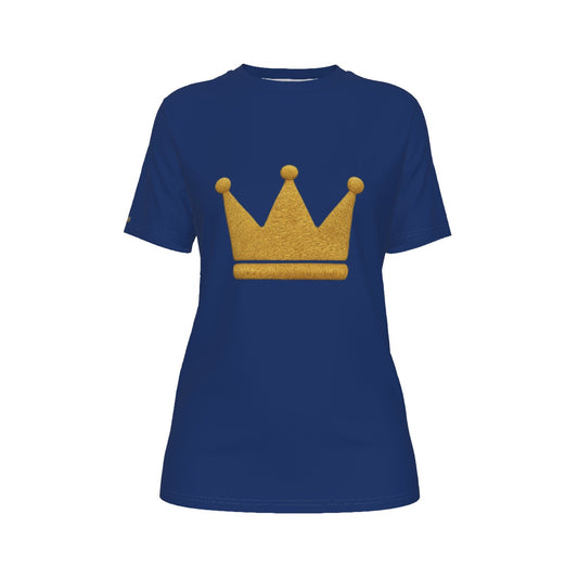 Crown Blue and Gold Women's O-Neck T-Shirt|180 GSM Jersey