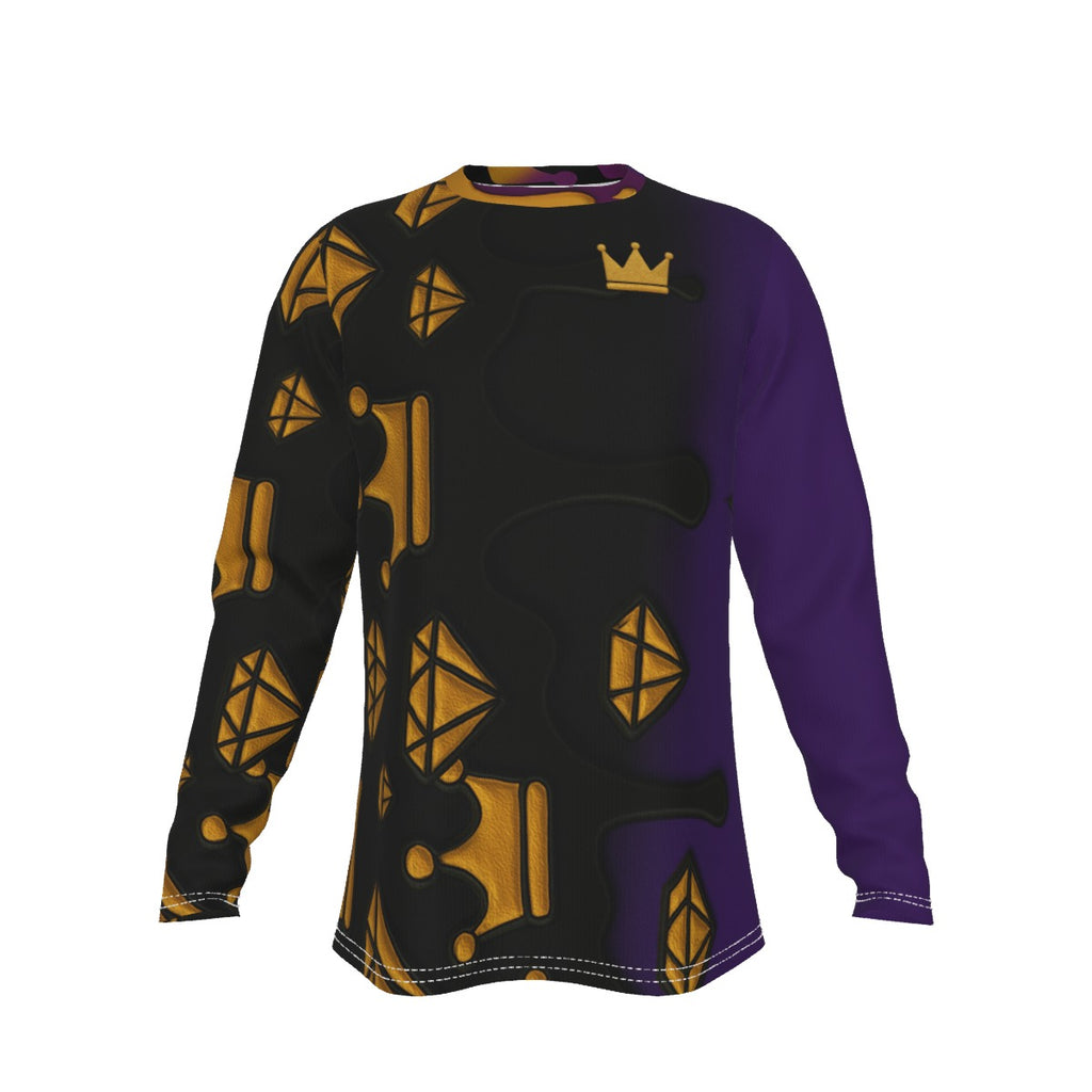 T-shirt à manches longues noir violet et or pour homme Crown Yourself
