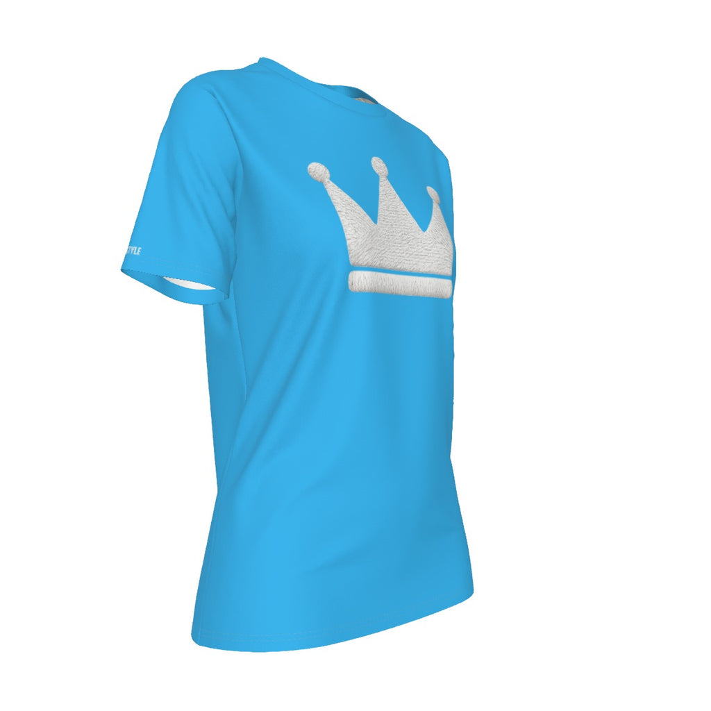 Crown Yourself Bby Blu and Wht Damen Rundhals-T-Shirt