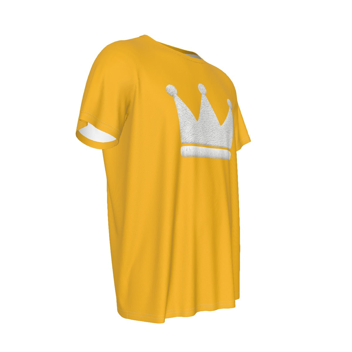 Crown Yellow and White Men's Round Neck Short Sleeve T-Shirt