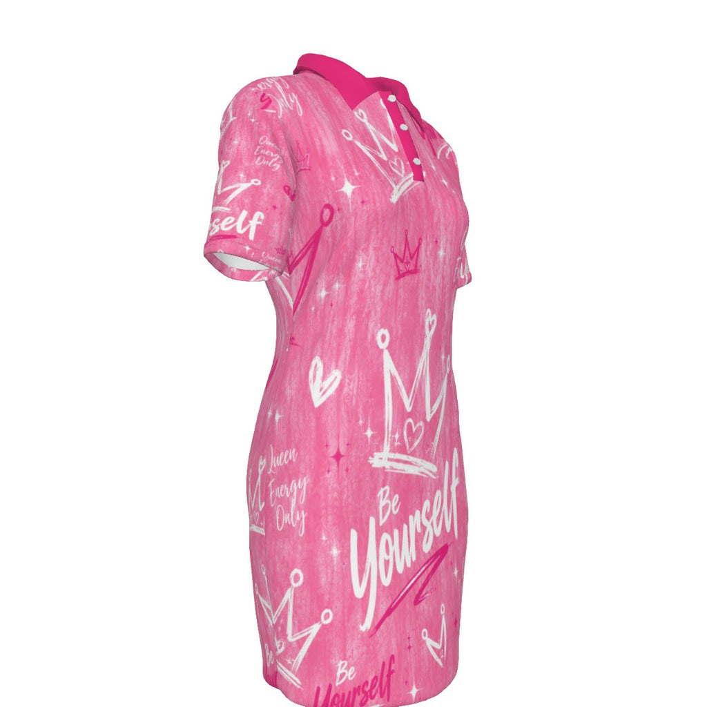 Pretty Pink Women's Polo Collar Dress