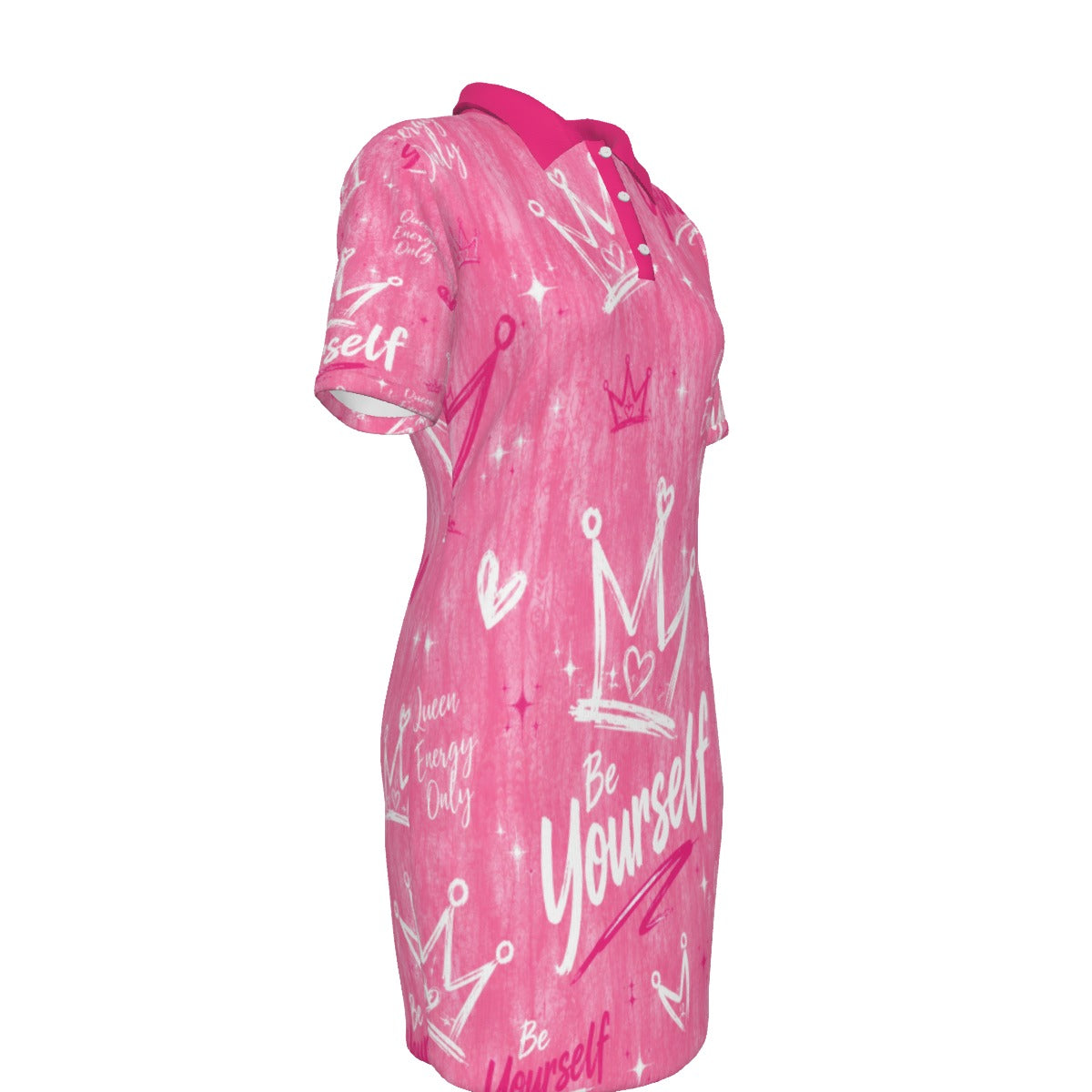 Pretty Pink Women's Polo Collar Dress
