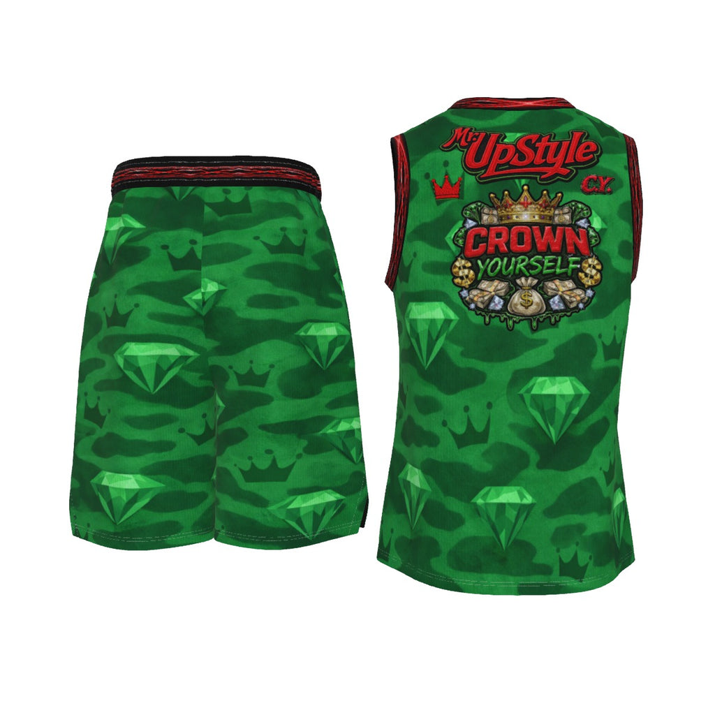 C.Y. Emerald Reign Men's V Neck Basketball Suit