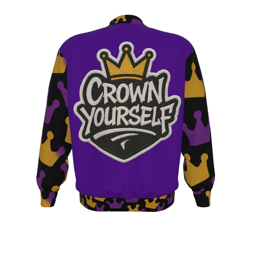 Bomberjacke „Crown Yourself“ in Lila, Gold und Schwarz
