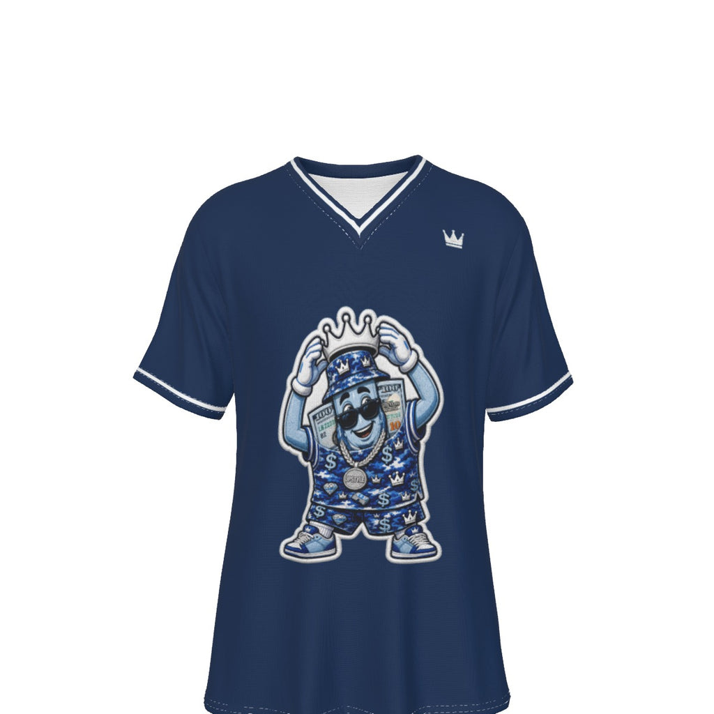Blue Money Moves V-Neck T-Shirt