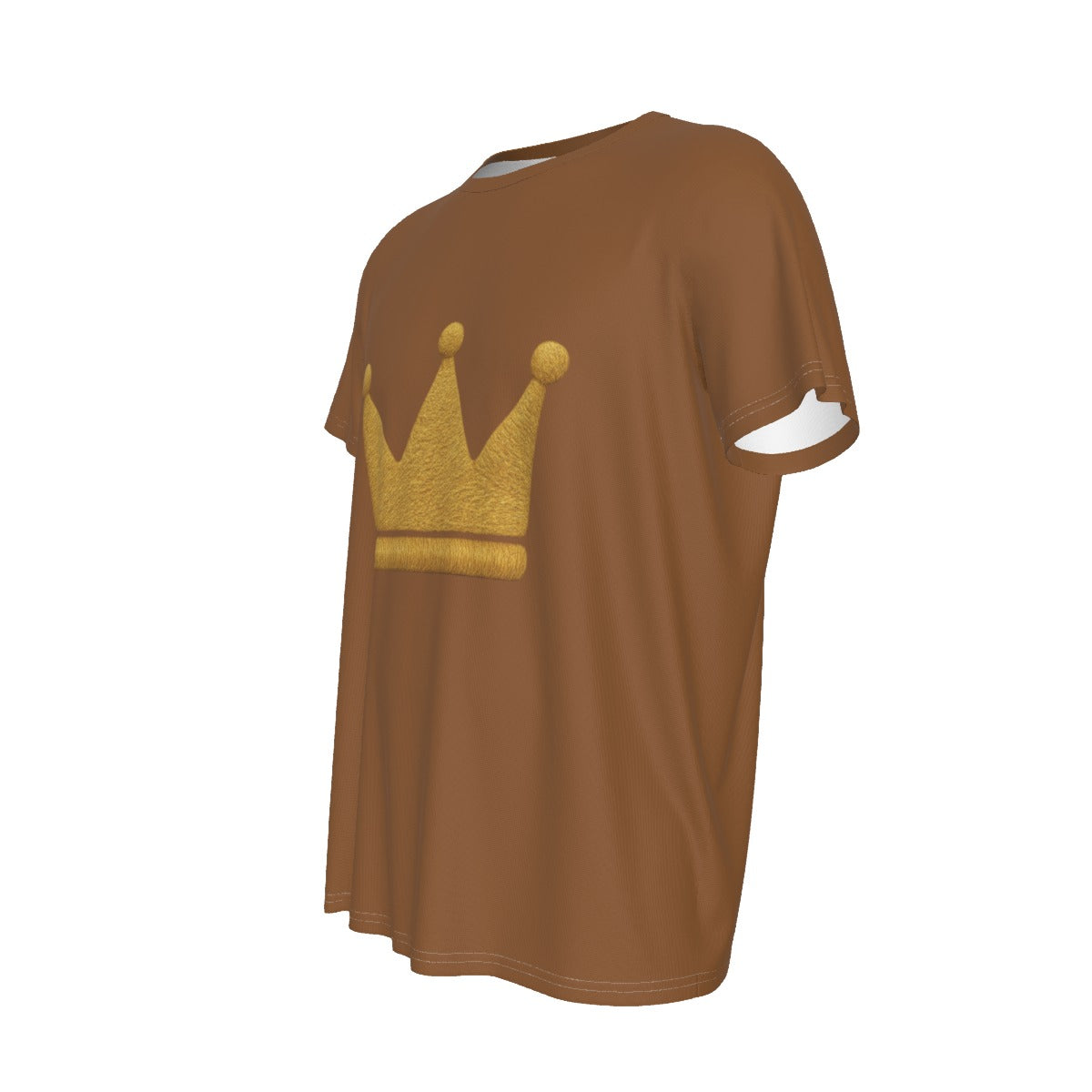 Crown Brown and Gold Men's Round Neck Short Sleeve T-Shirt