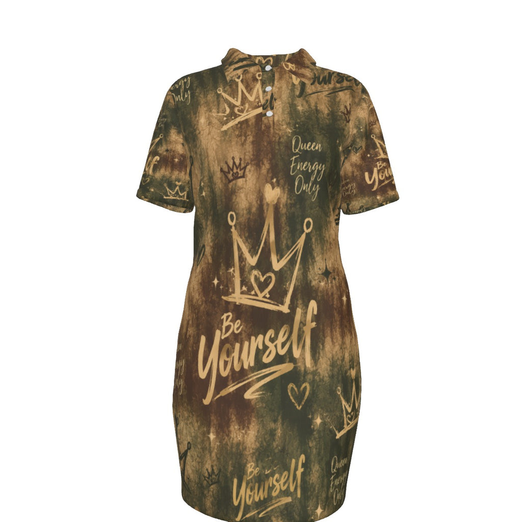 Luxury Gold Women's Polo Collar Dress