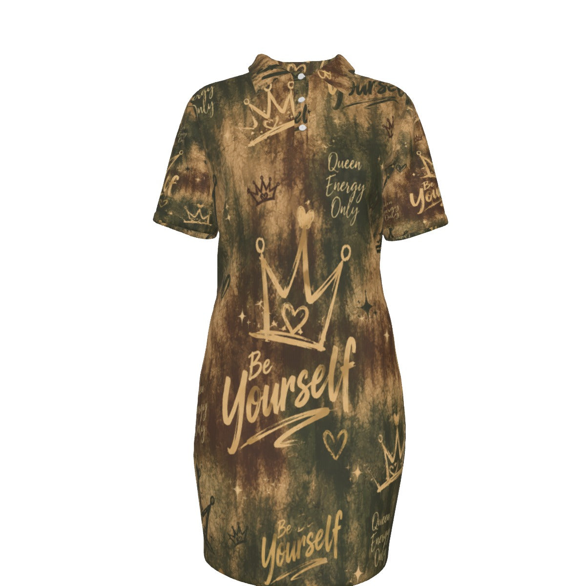 Luxury Gold Women's Polo Collar Dress