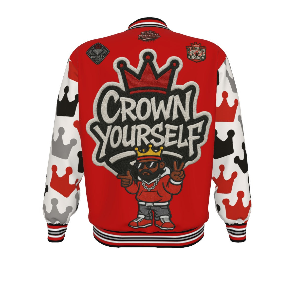 Crown Yourself red blk white Unisex Bomber Jacket
