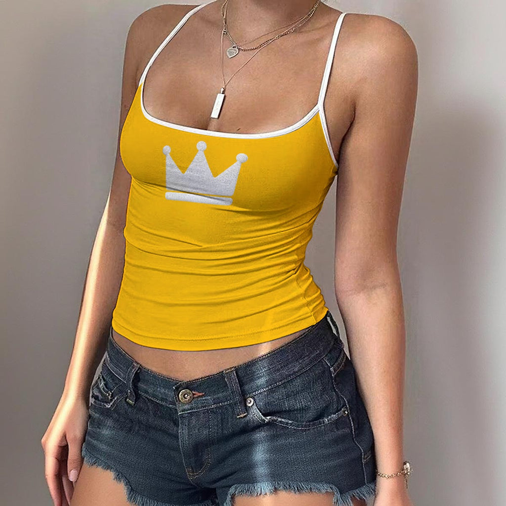 UPSTYLE Crown Cami Top – Gelb/Weiß