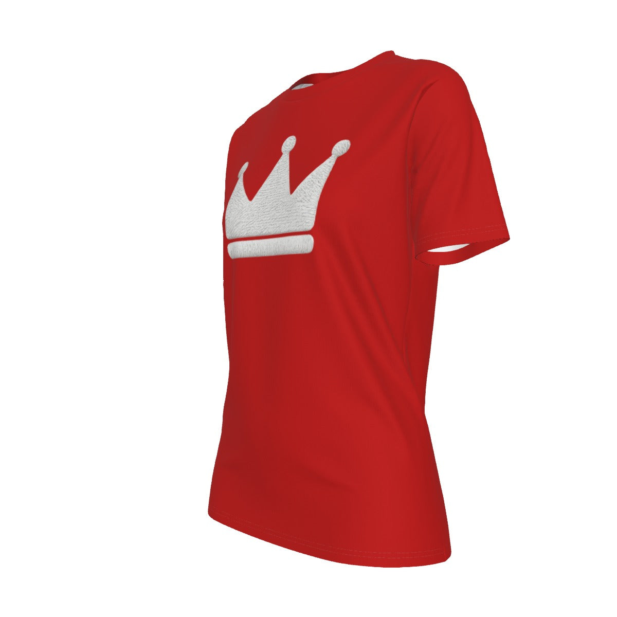 Crown Red And White Women's O-Neck T-Shirt|180 GSM Jersey