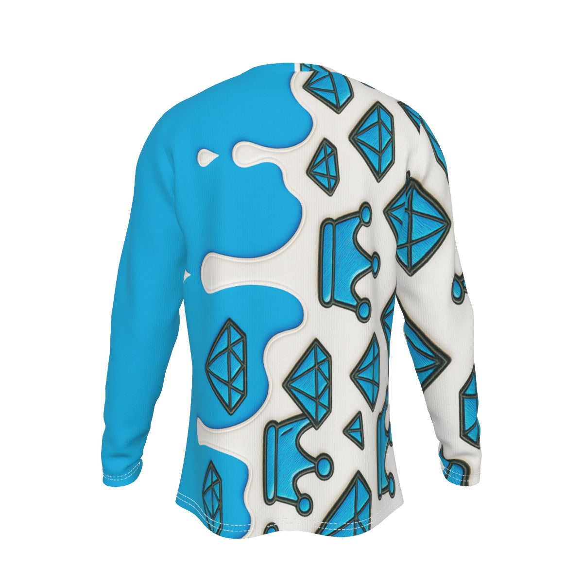 Crown Yourself Baby Blue and White Men's Long Sleeve T-Shirt