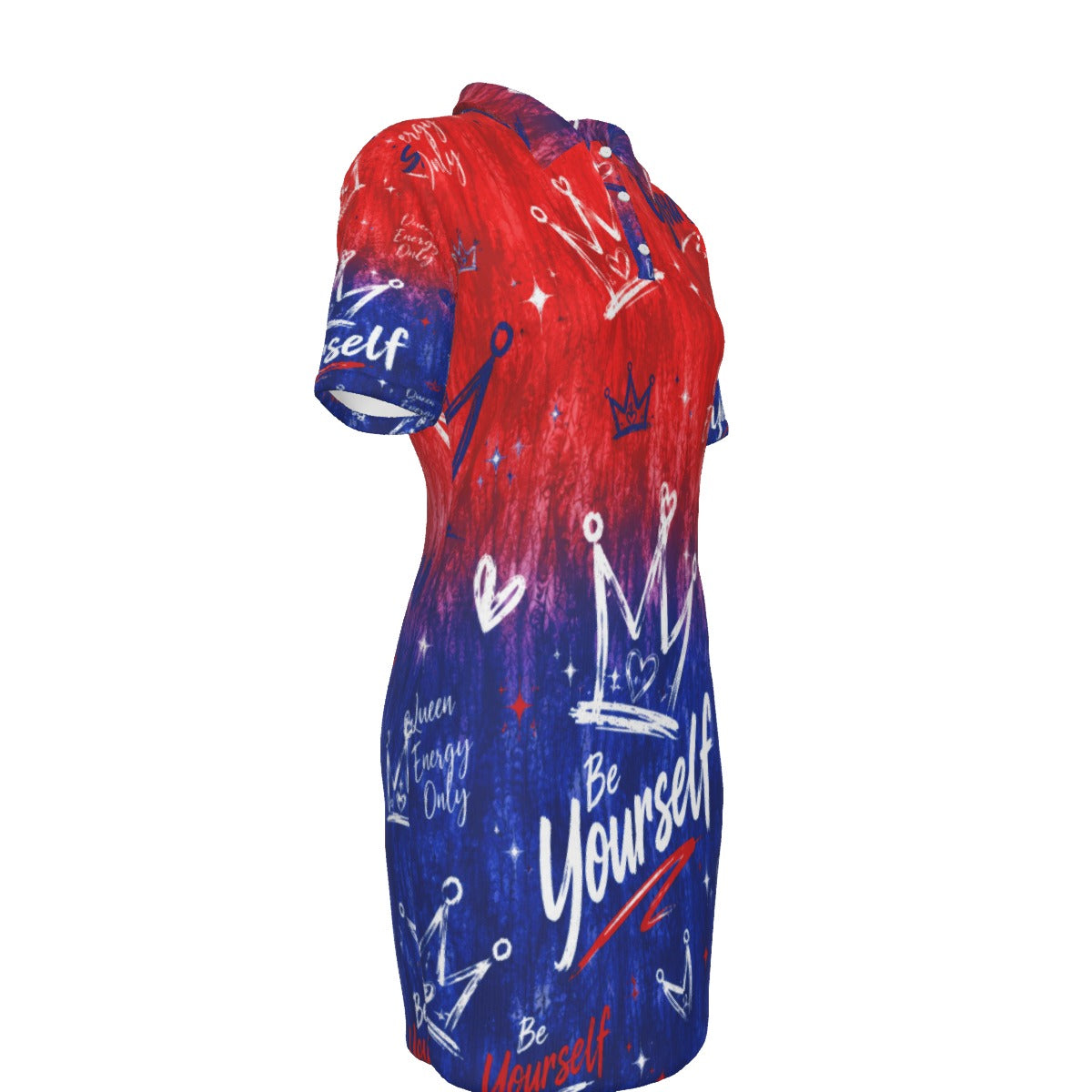 Red & Royal Blue Women's Polo Collar Dress