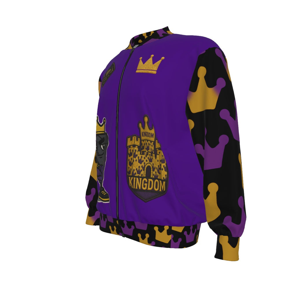 Bomberjacke „Crown Yourself“ in Lila, Gold und Schwarz