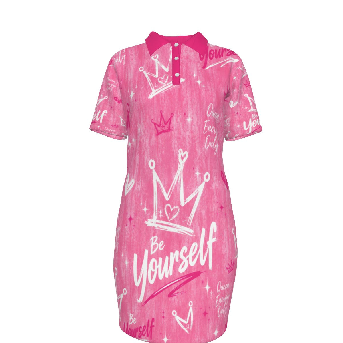 Pretty Pink Women's Polo Collar Dress