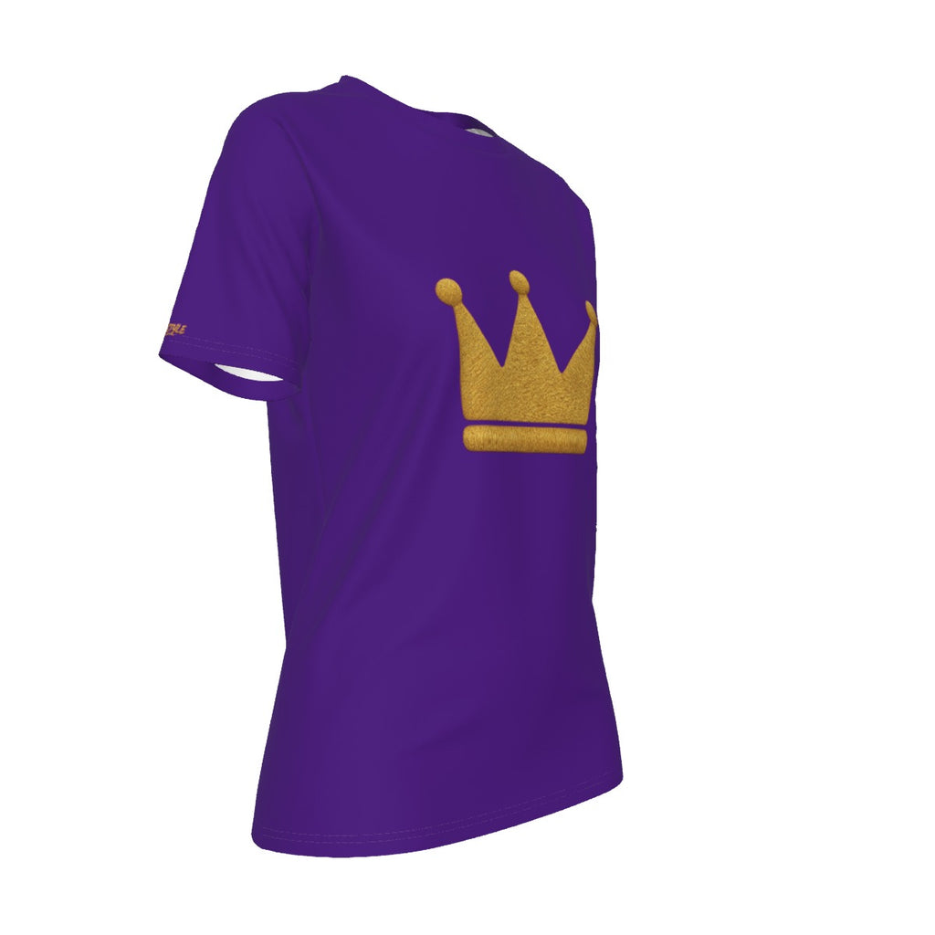 Krön Dich selbst in Lila und Gold Damen T-Shirt mit Rundhalsausschnitt