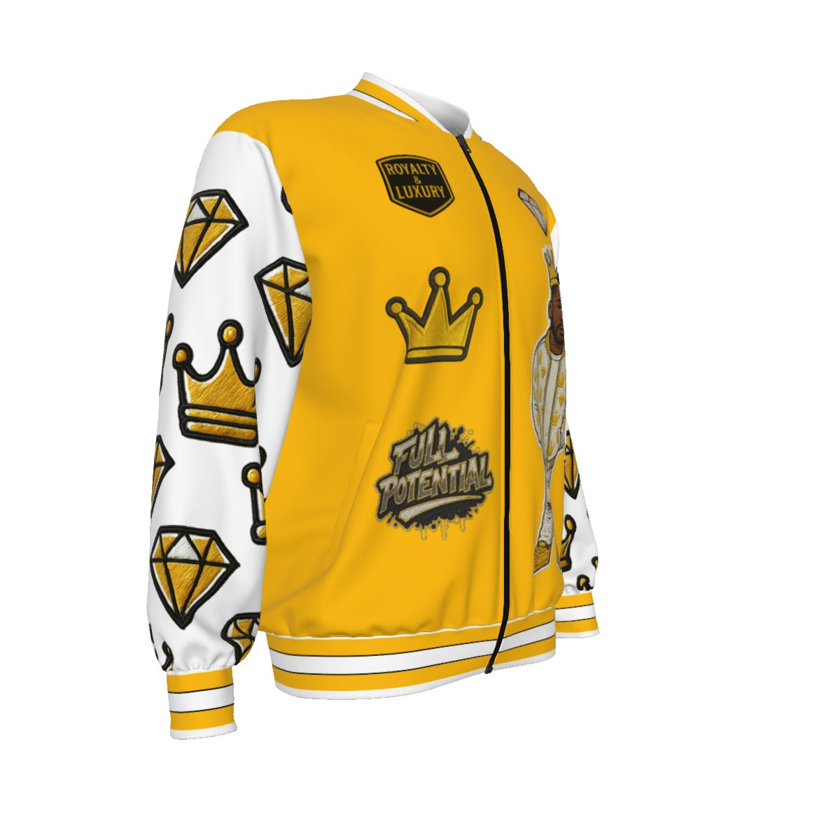 Crown yourself yellow and white Bomber Jacket