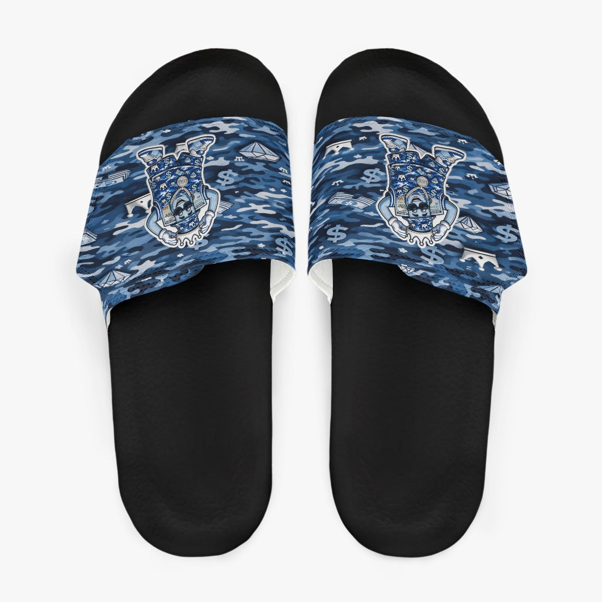 Camo Blue Money MovesMen's Velcro Slippers