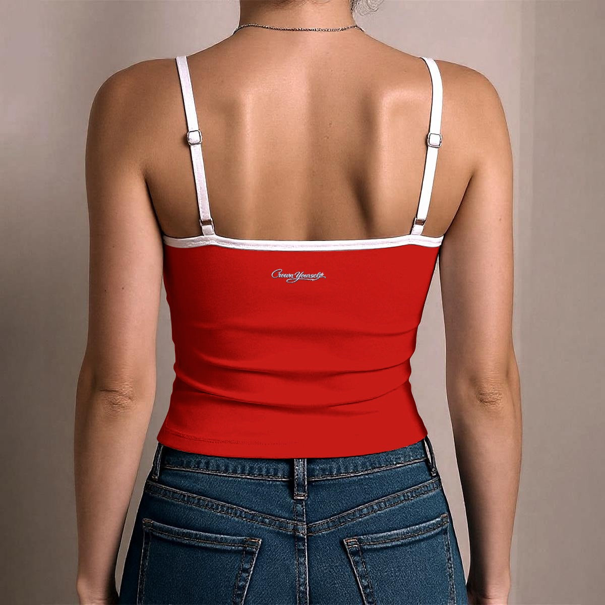 UPSTYLE Crown Cami Top – Red/White