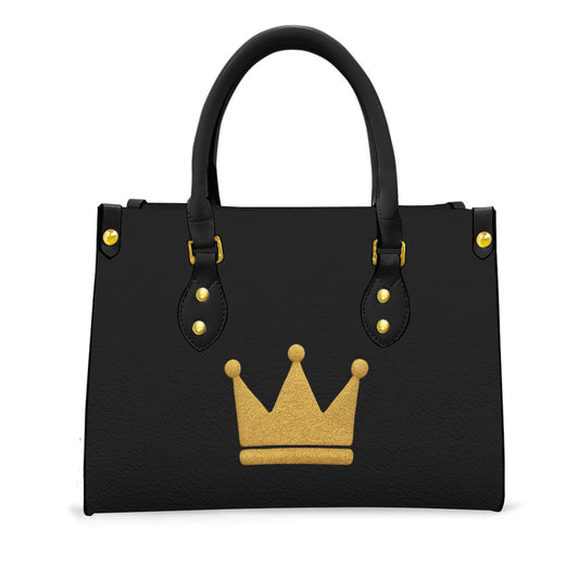 Crown BLK GLD Tote Bag With Black Handle