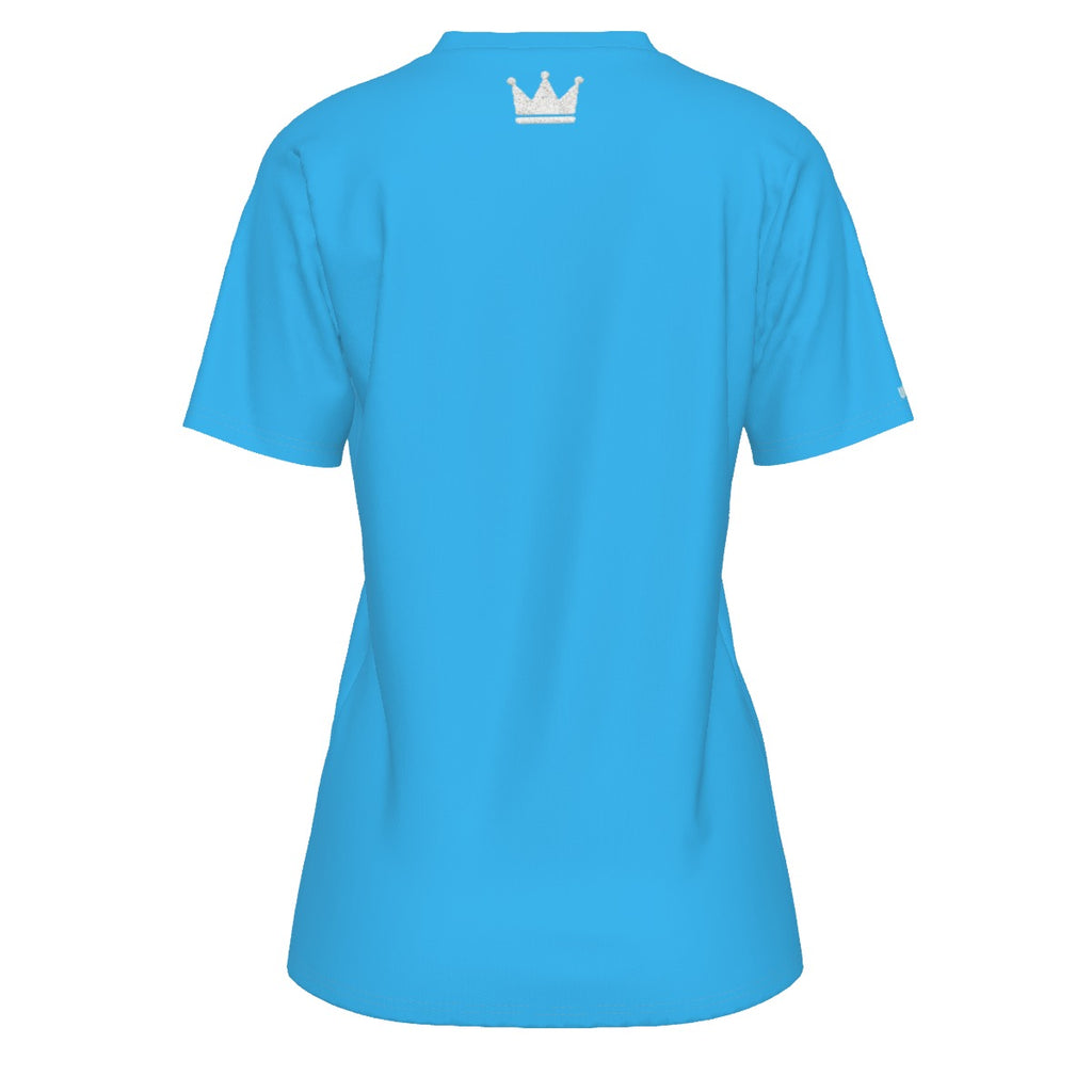 Crown Yourself Bby Blu and Wht Damen Rundhals-T-Shirt