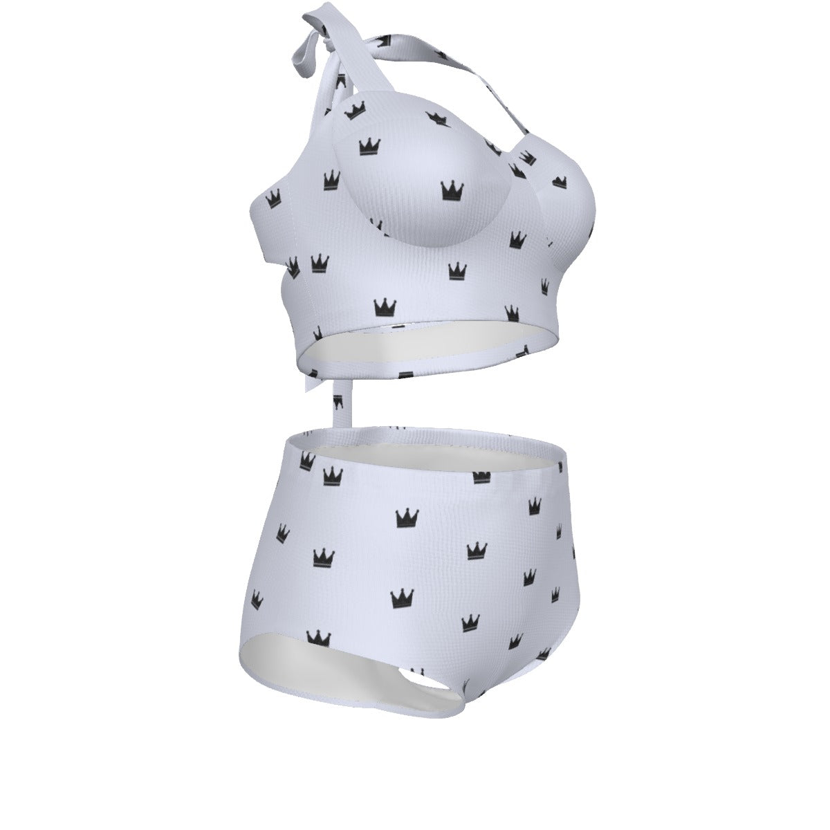 White/Black Queen Crown Bikini Set