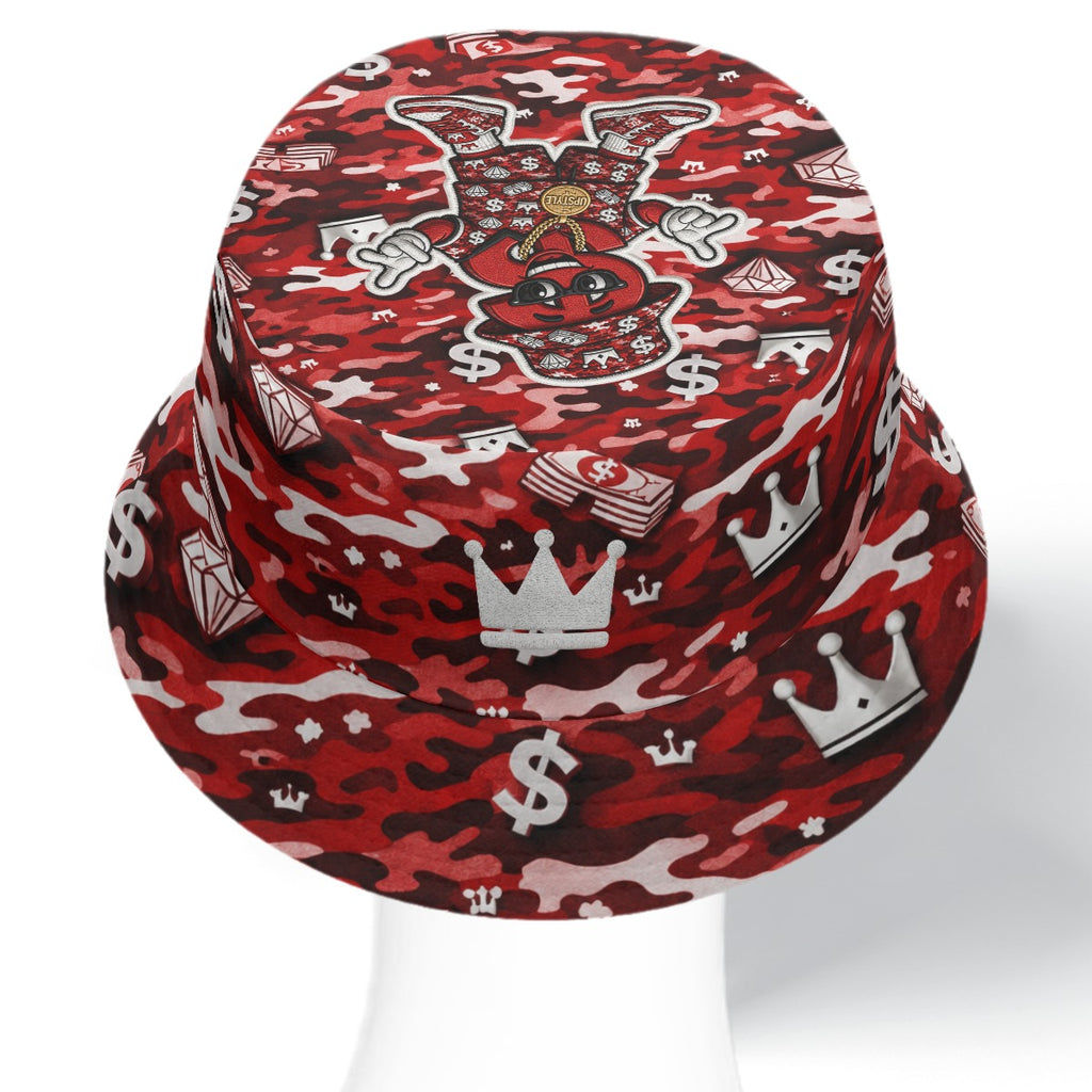 “Camo/Red Alert Money Moves”Double-Side Printing Bucket Hat