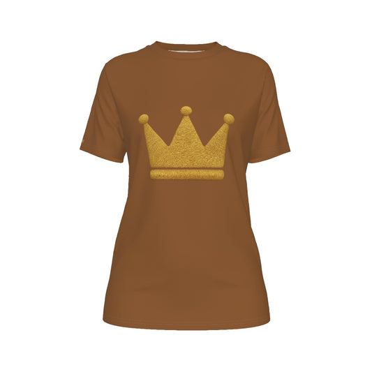 Crown Brown and Gold Women's O-Neck T-Shirt|180 GSM Jersey