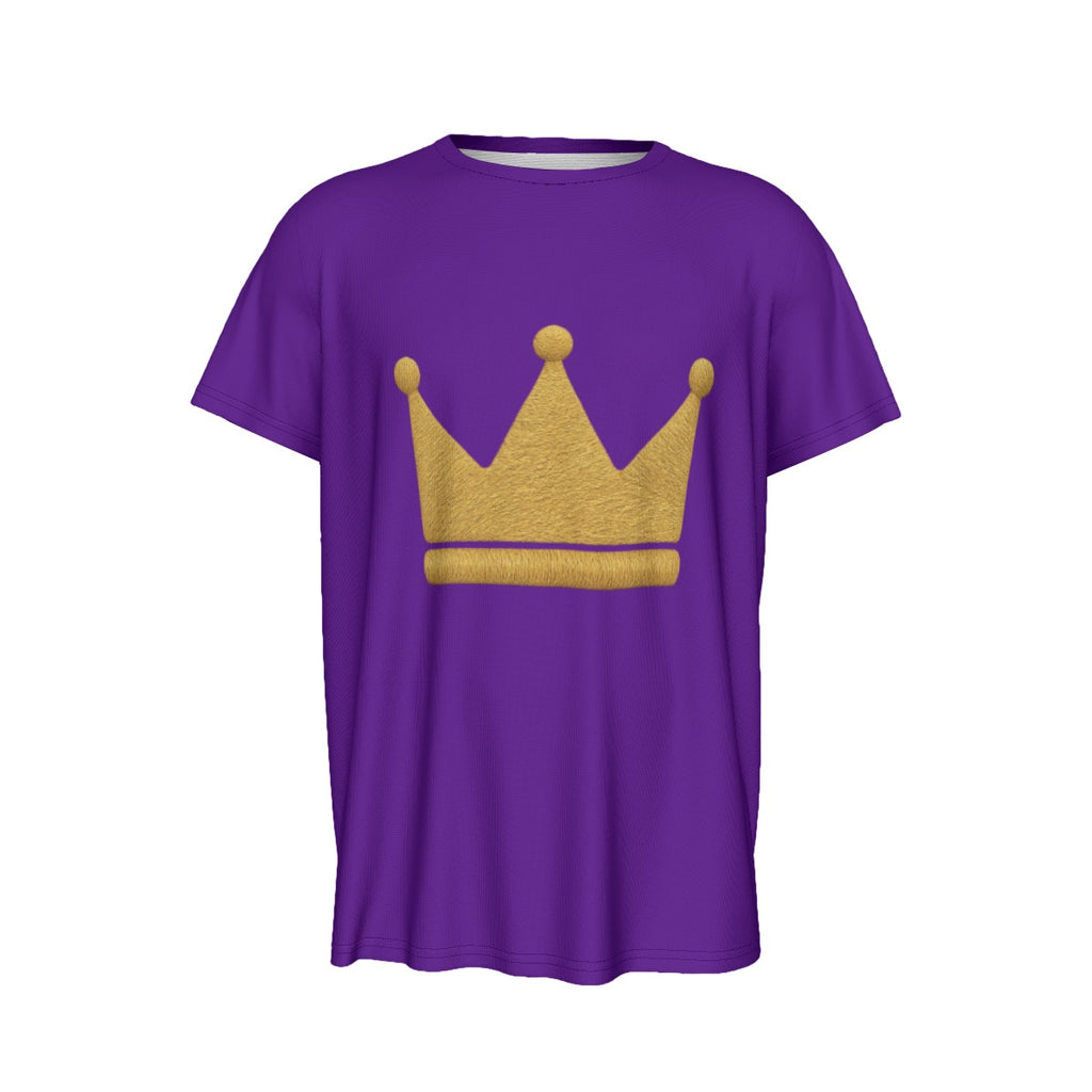 Krön dich selbst lila-goldenes Herren-Rundhals-T-Shirt mit kurzen Ärmeln