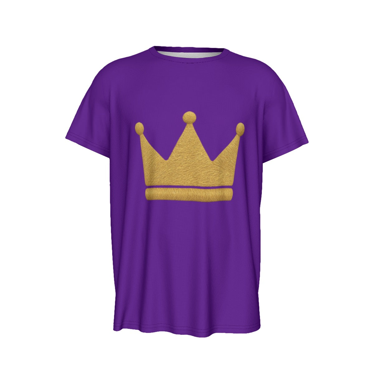 Crown Purple and Gold Men's Round Neck Short Sleeve T-Shirt