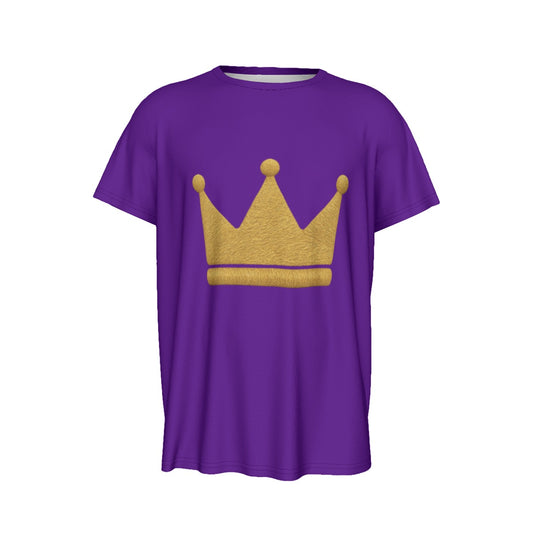 Crown Purple and Gold Men's Round Neck Short Sleeve T-Shirt